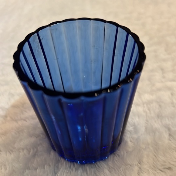 Vintage Cobalt Blue Glass Votive Candle Holder Caisa Mexico Collectible - Picture 4 of 5